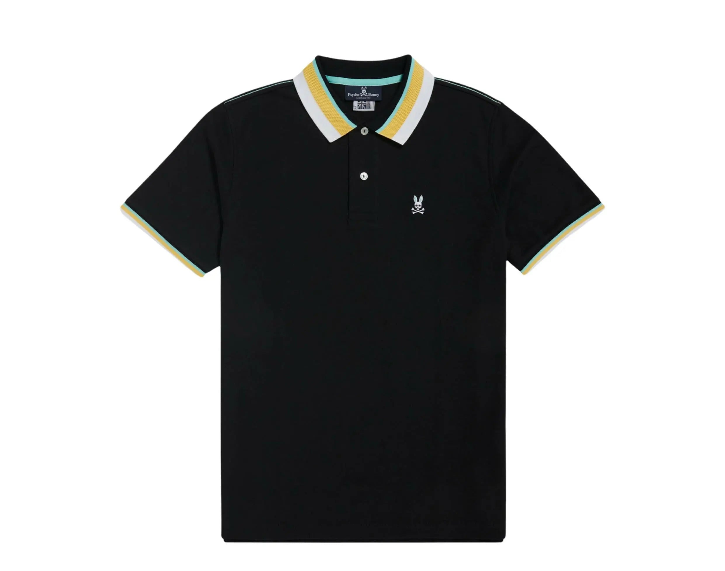 Psycho Bunny Oliver Neon Tipped Men Polo Shirt Black