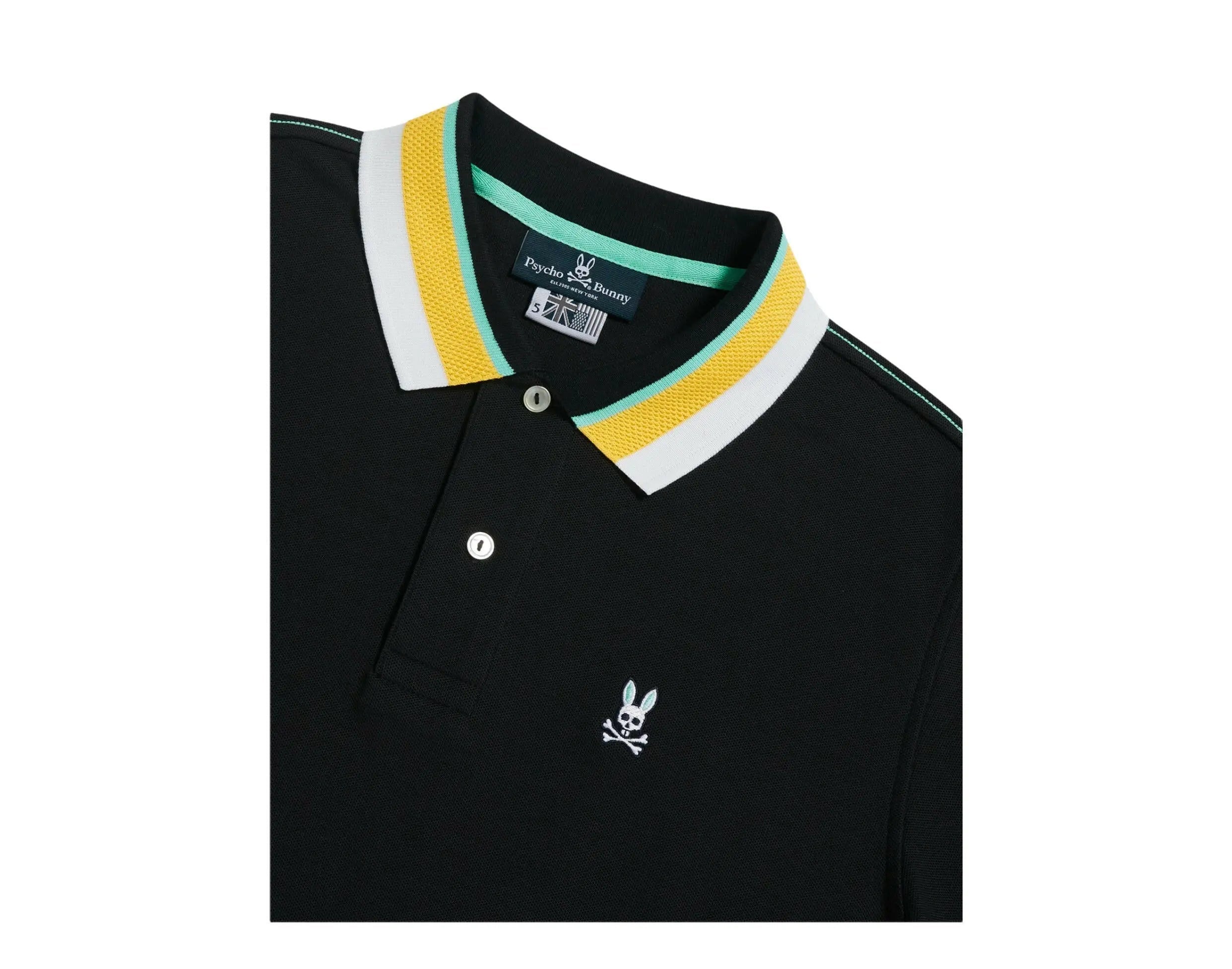 Psycho Bunny Oliver Neon Tipped Men Polo Shirt Black