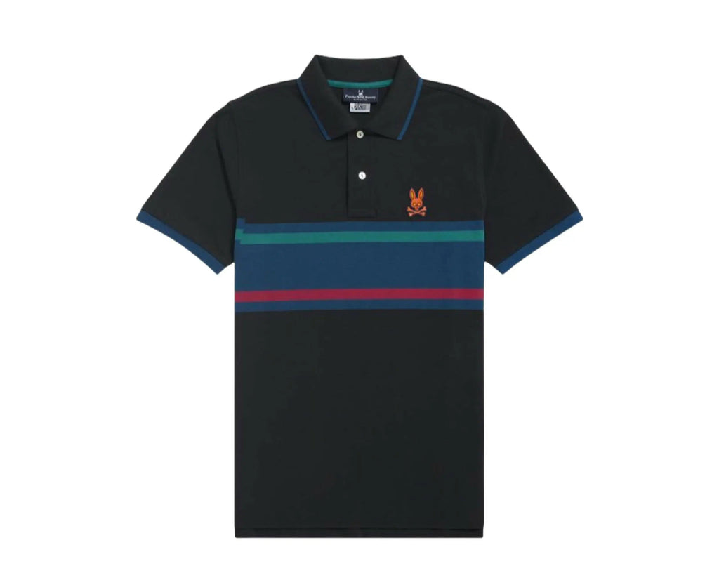 Psycho Bunny Corby Stripe Men Polo Shirt Black