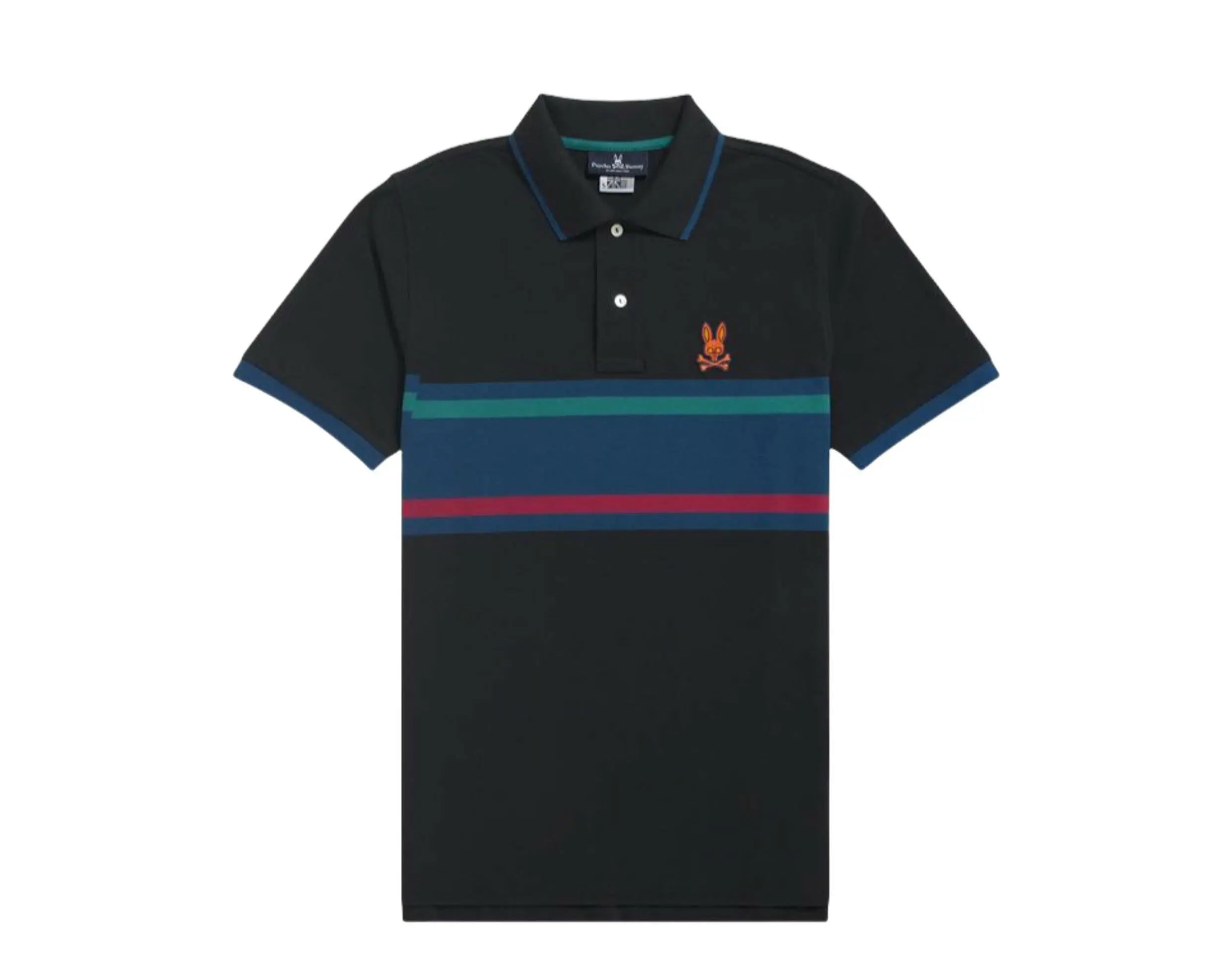 Psycho Bunny Corby Stripe Men Polo Shirt Black