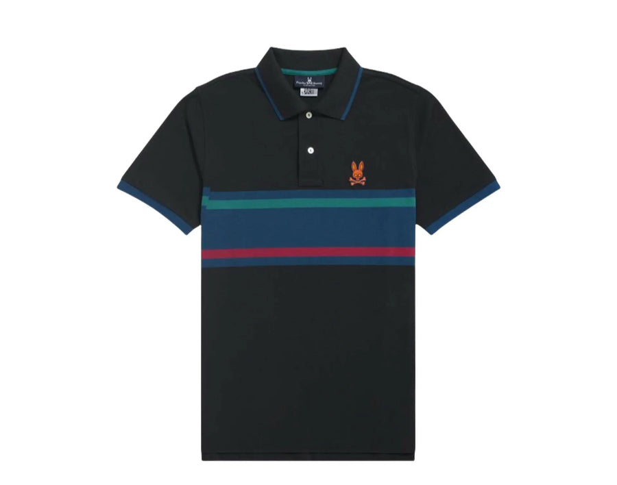 Psycho Bunny Corby Stripe Men Polo Shirt Black