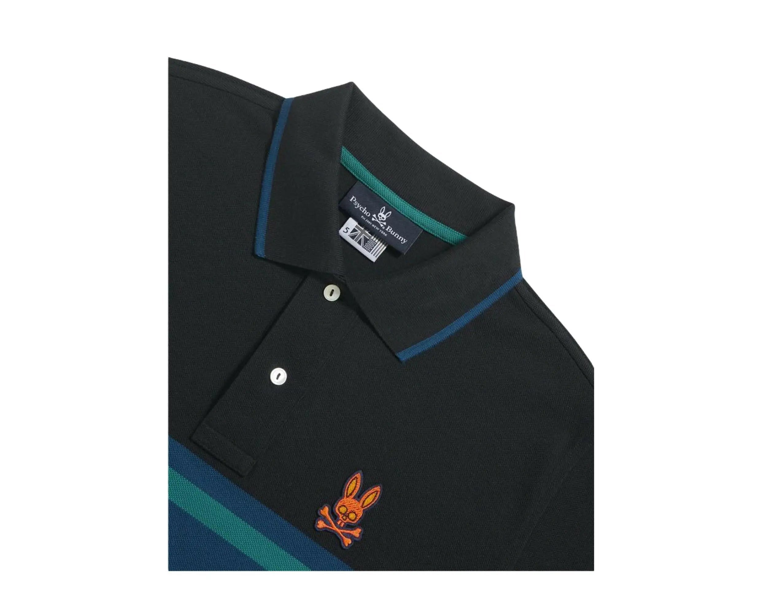 Psycho Bunny Corby Stripe Men Polo Shirt Black