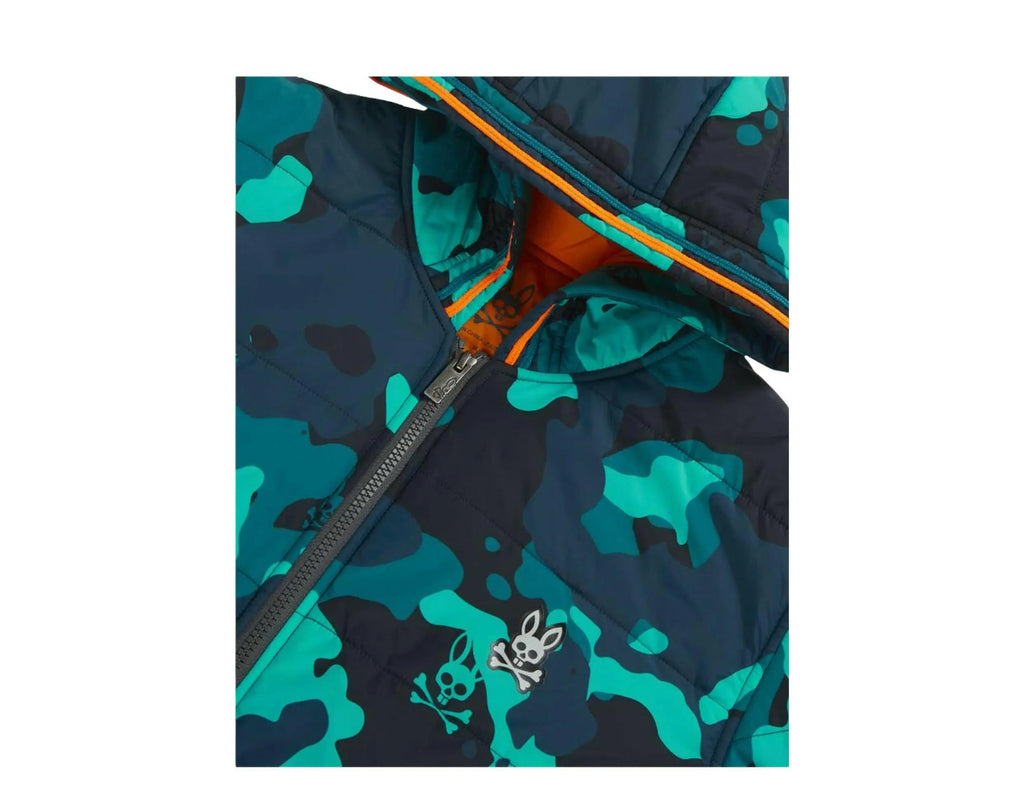 Psycho Bunny Urswick Camo Men Puffer Jacket Midnight Ocean