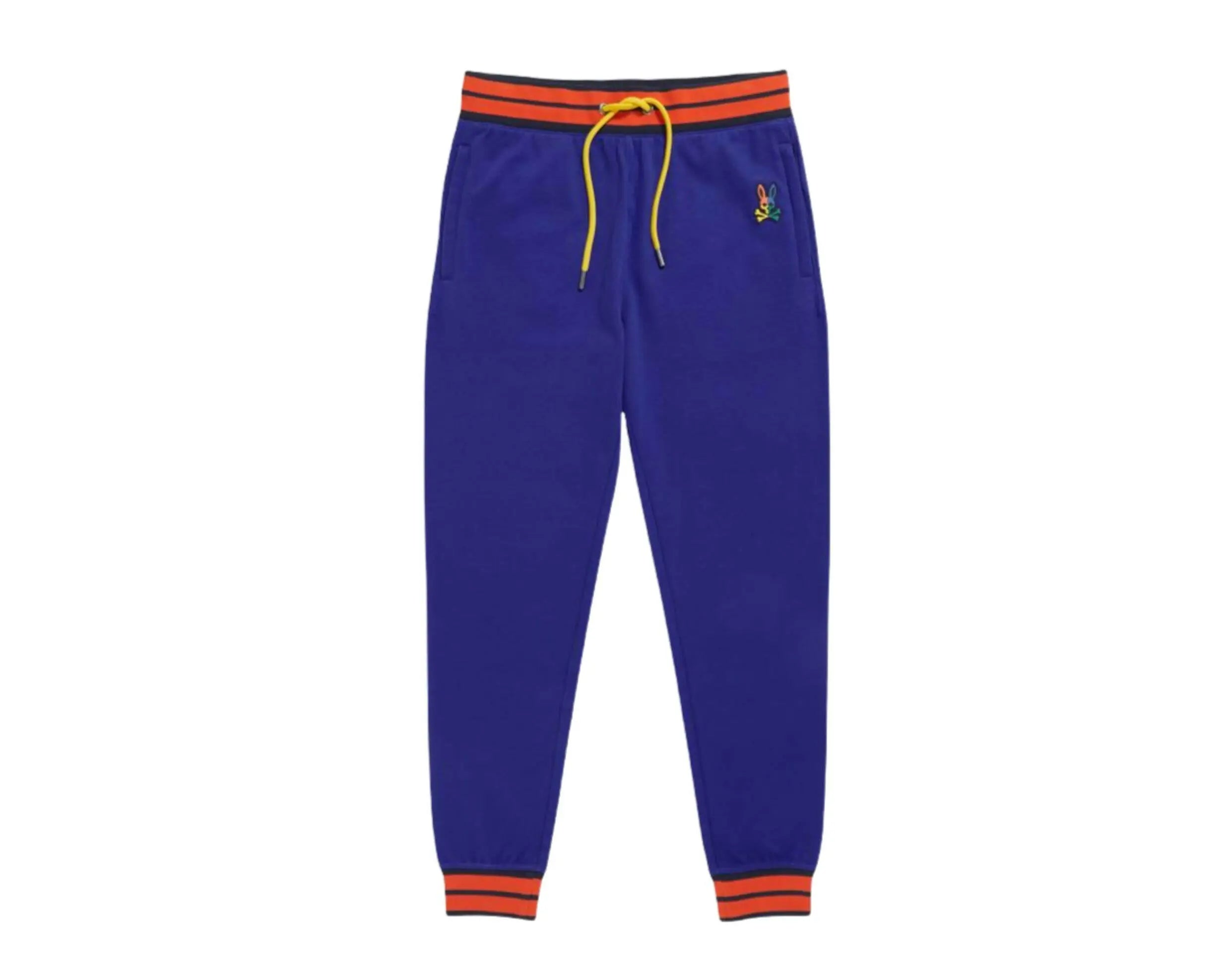 Psycho Bunny Warwick Color‑Block Logo Men Jogger Pants Bold Blue