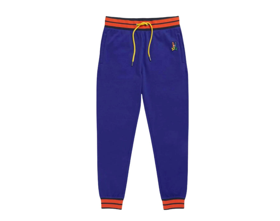 Psycho Bunny Warwick Color‑Block Logo Men Jogger Pants Bold Blue