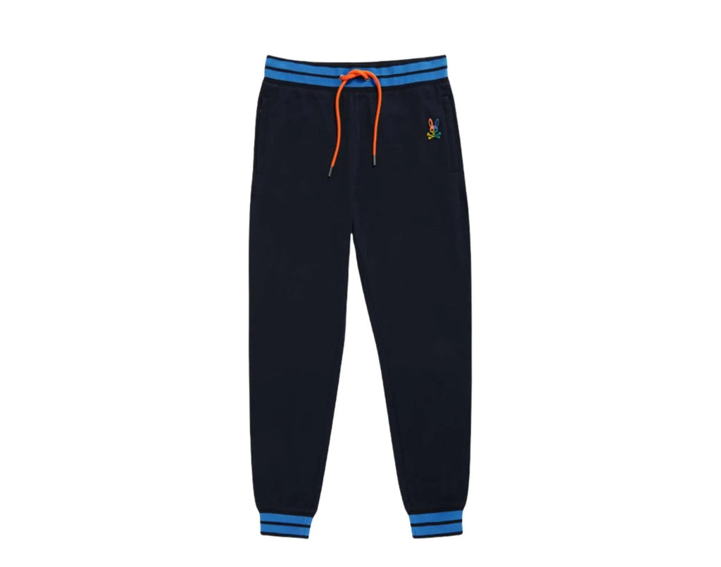 Psycho Bunny Warwick Color‑Block Logo Men Jogger Pants Navy