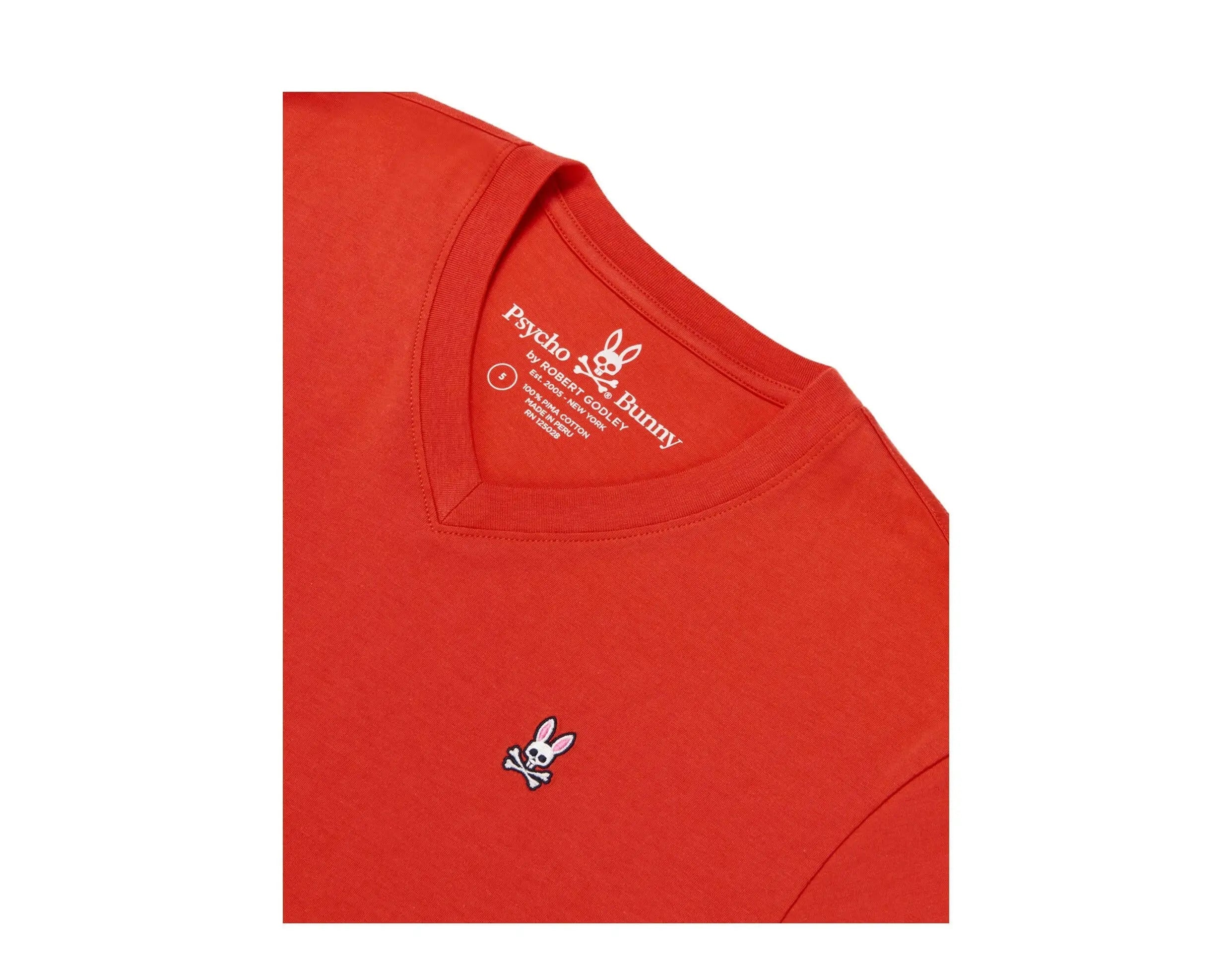 Psycho Bunny Classic V-Neck Men T-Shirt Ninja Red