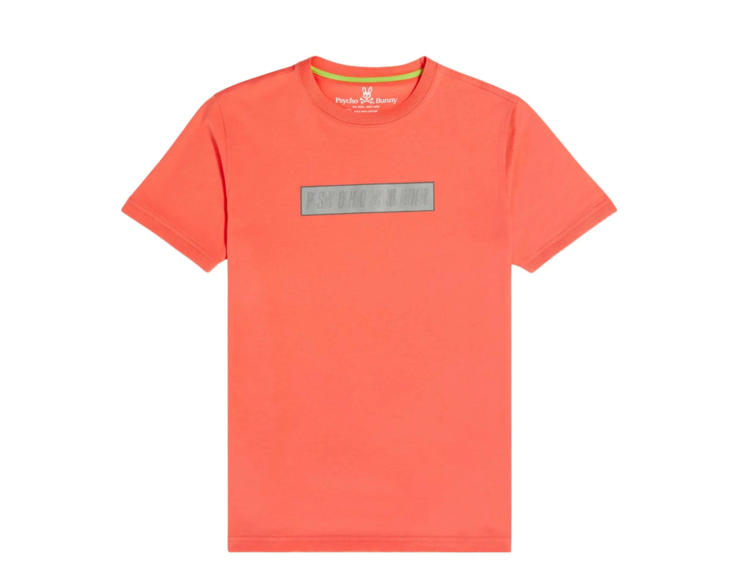 Psycho Bunny Rushup Reflective Men T-Shirt Neon Coral