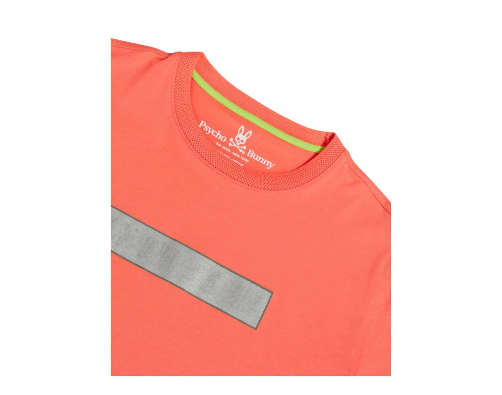 Psycho Bunny Rushup Reflective Men T-Shirt Neon Coral
