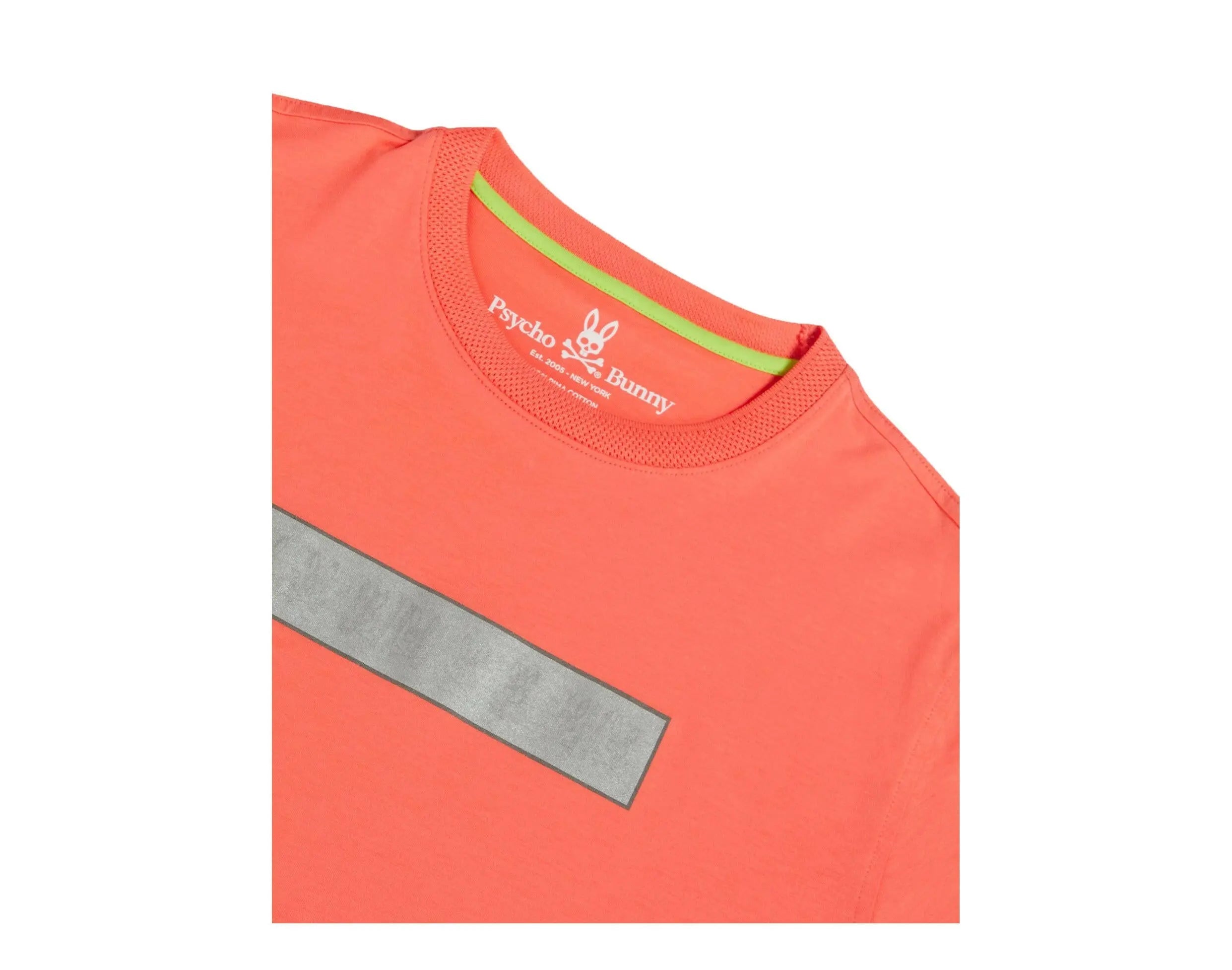 Psycho Bunny Rushup Reflective Men T-Shirt Neon Coral