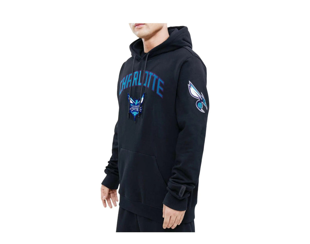 Pro Standard NBA Charlotte Hornets Stacked Logo Men Pullover Hoodie Black