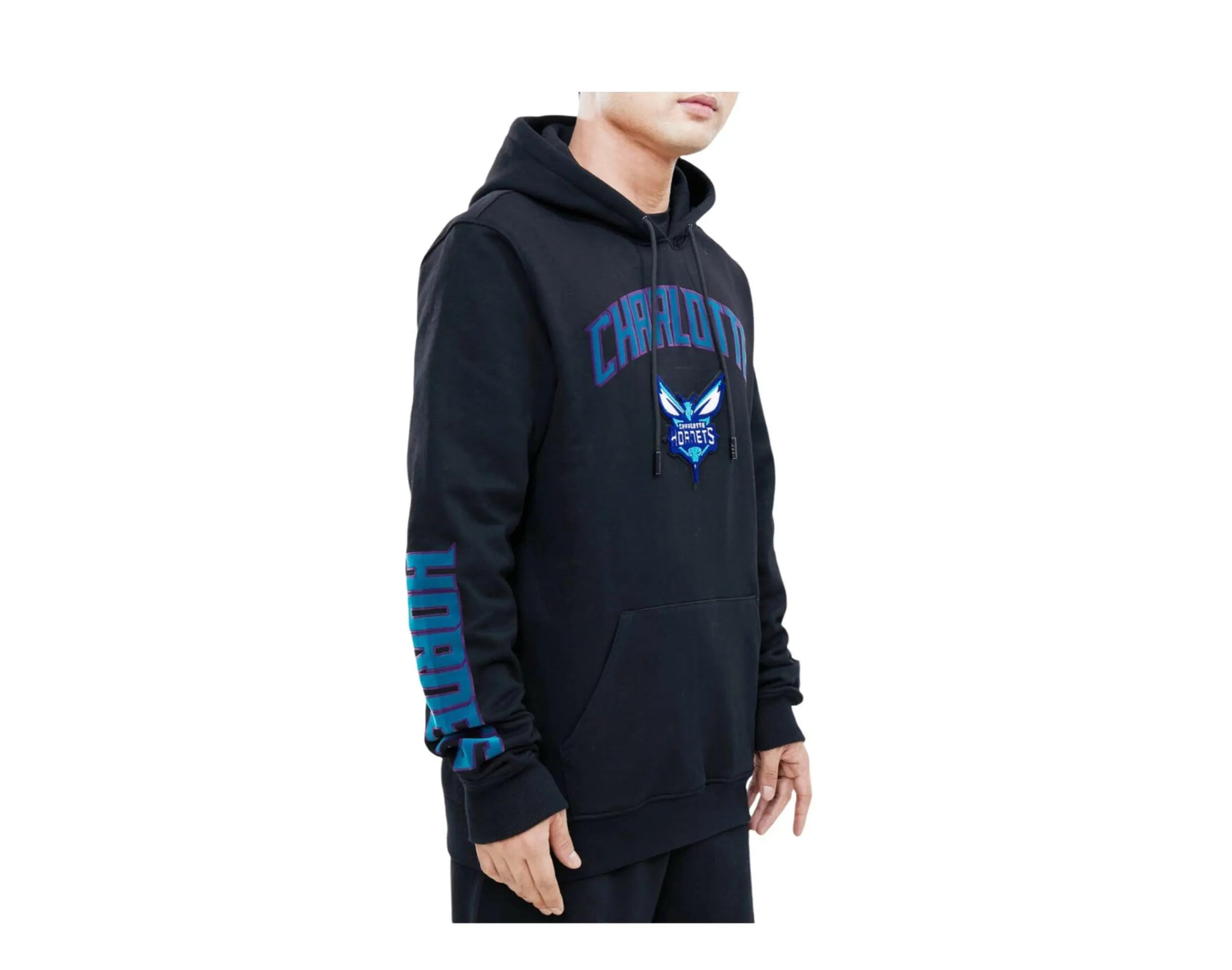 Pro Standard NBA Charlotte Hornets Stacked Logo Men Pullover Hoodie Black