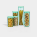 Genicook Five-Piece Glass Pantry Jar Set with Glass Lids