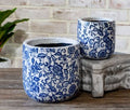 WONDERWALL ‘Maison Élégance’ Set of 2 Blue Floral Garden Pots
