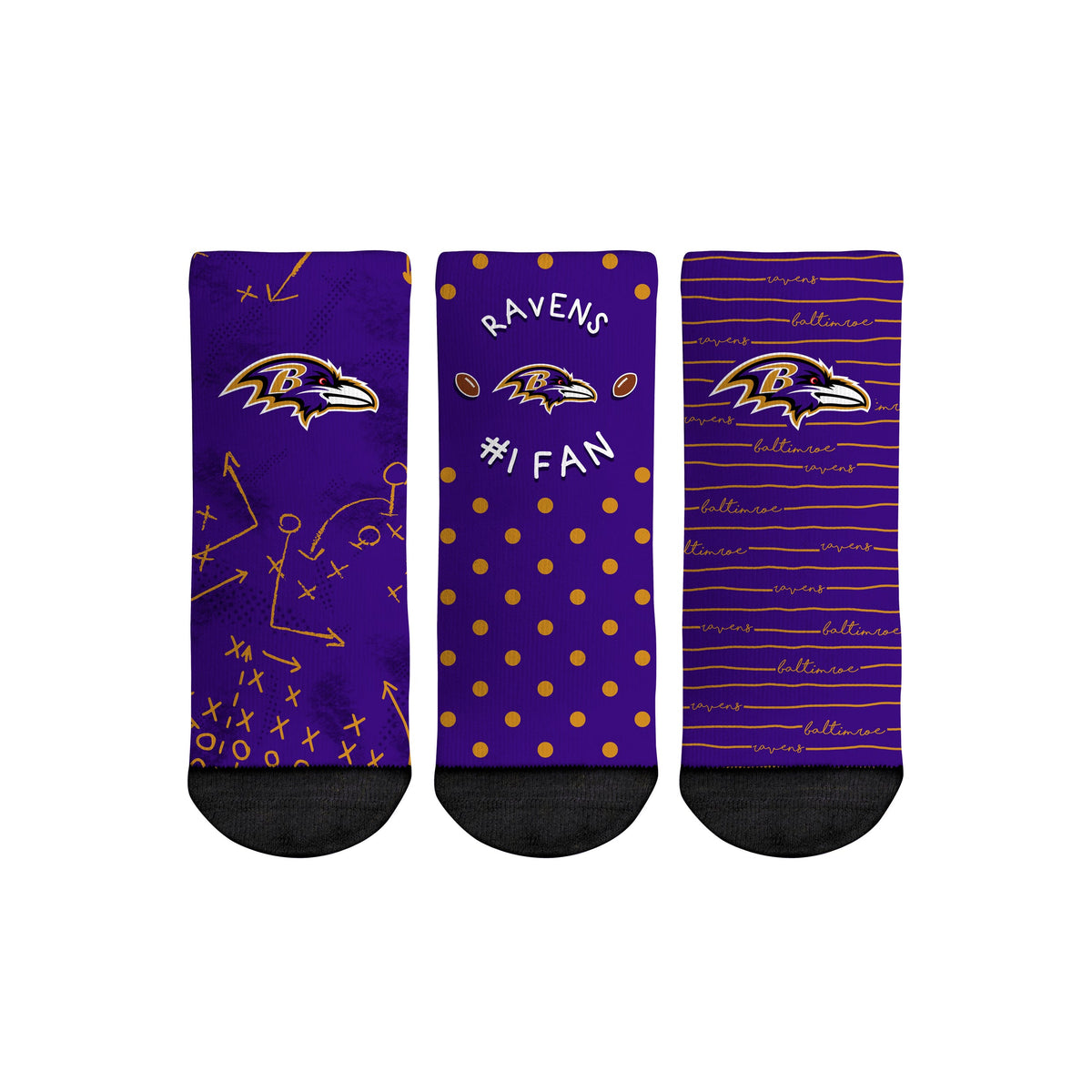 Baltimore Ravens - Number 1 Fan 3-Pack (Toddler) Socks
