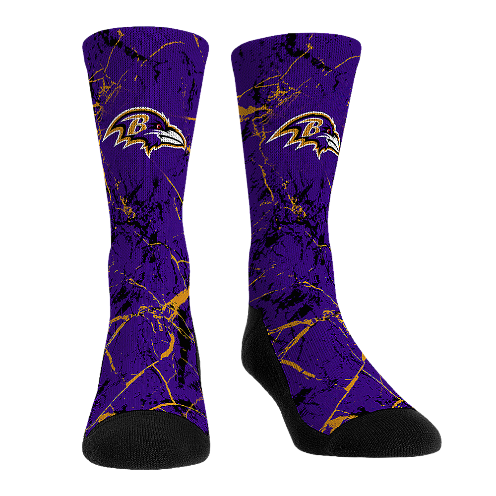 Baltimore Ravens - Cracked Marble Crew Socks