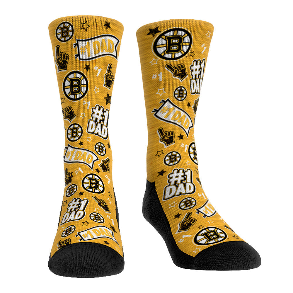 Boston Bruins - #1 Dad Crew Socks
