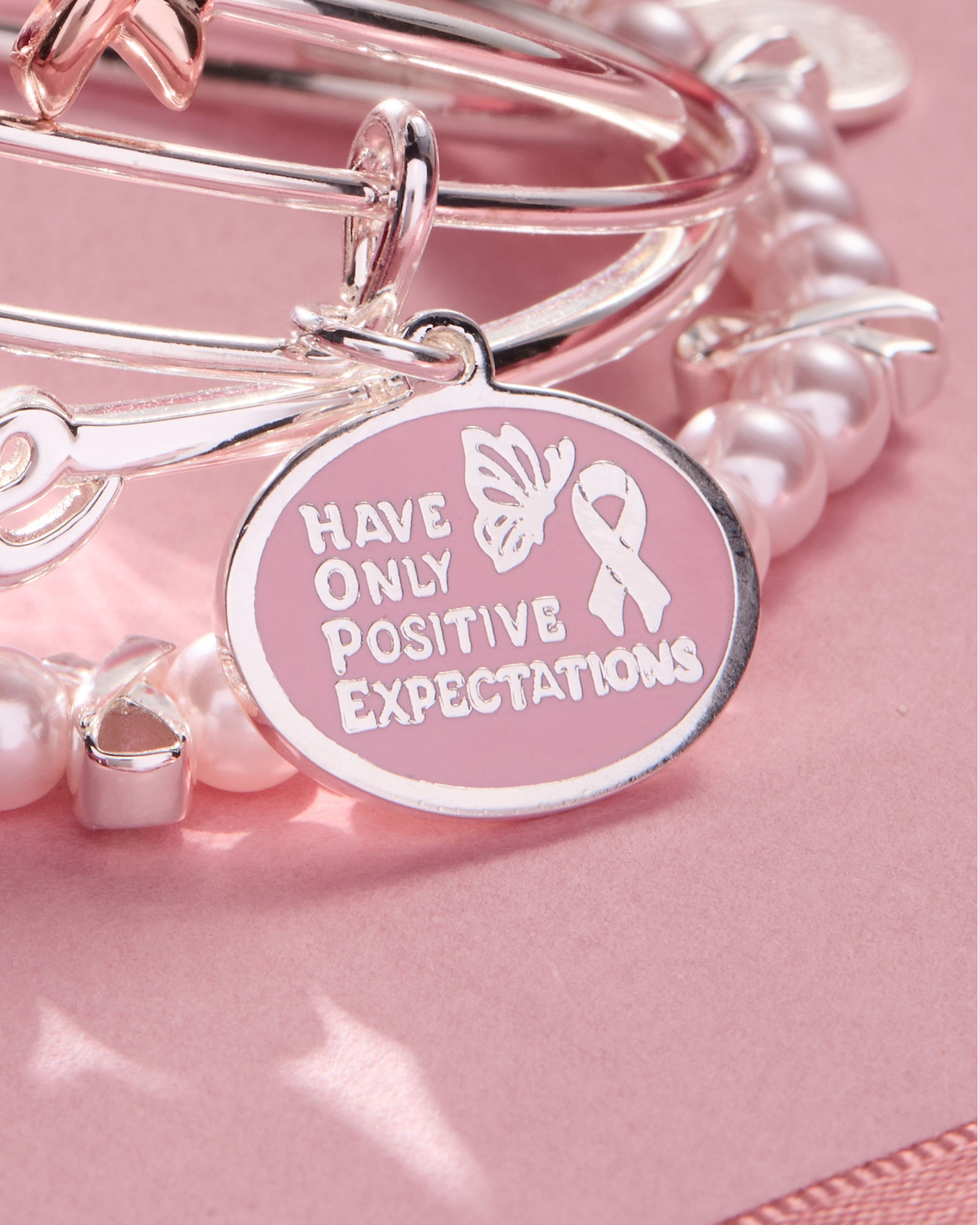 HOPE' Breast Cancer Awareness Charm Bangle Set of 2