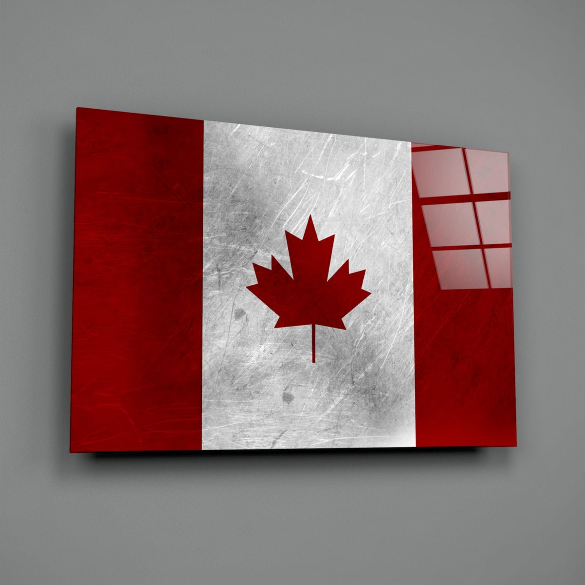 WONDERWALL ‘L’Atelier Fun Collection’ Canada Maple Leaf Flag Textured Design Glass Wall Art