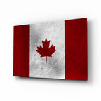 WONDERWALL ‘L’Atelier Fun Collection’ Canada Maple Leaf Flag Textured Design Glass Wall Art