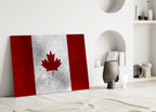 WONDERWALL ‘L’Atelier Fun Collection’ Canada Maple Leaf Flag Textured Design Glass Wall Art