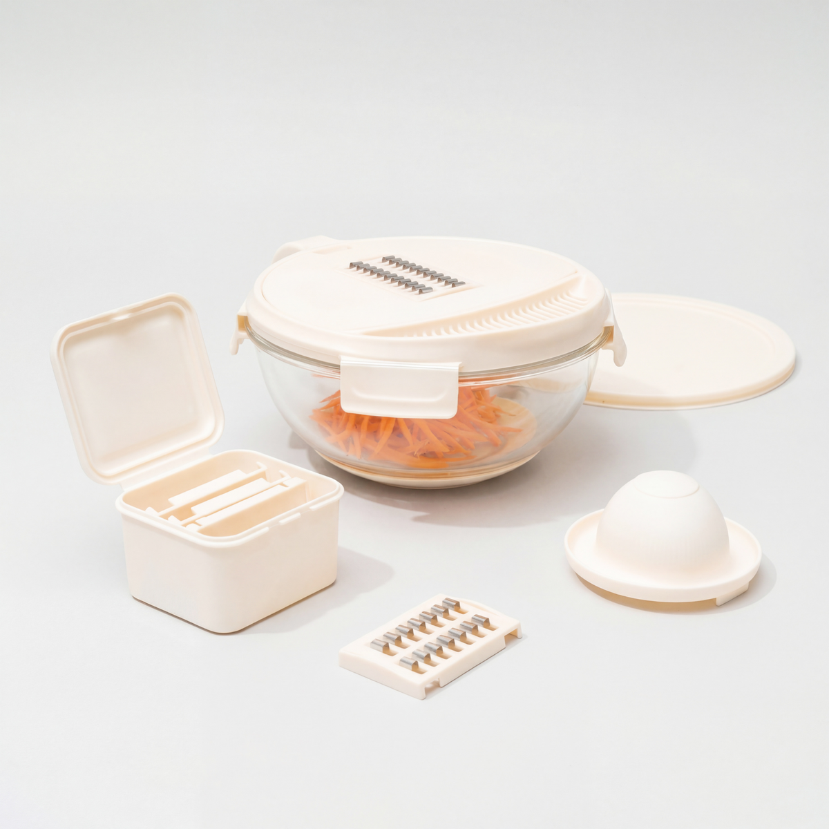 Genicook Glass Salad Bowl and Reversible Slicer Set