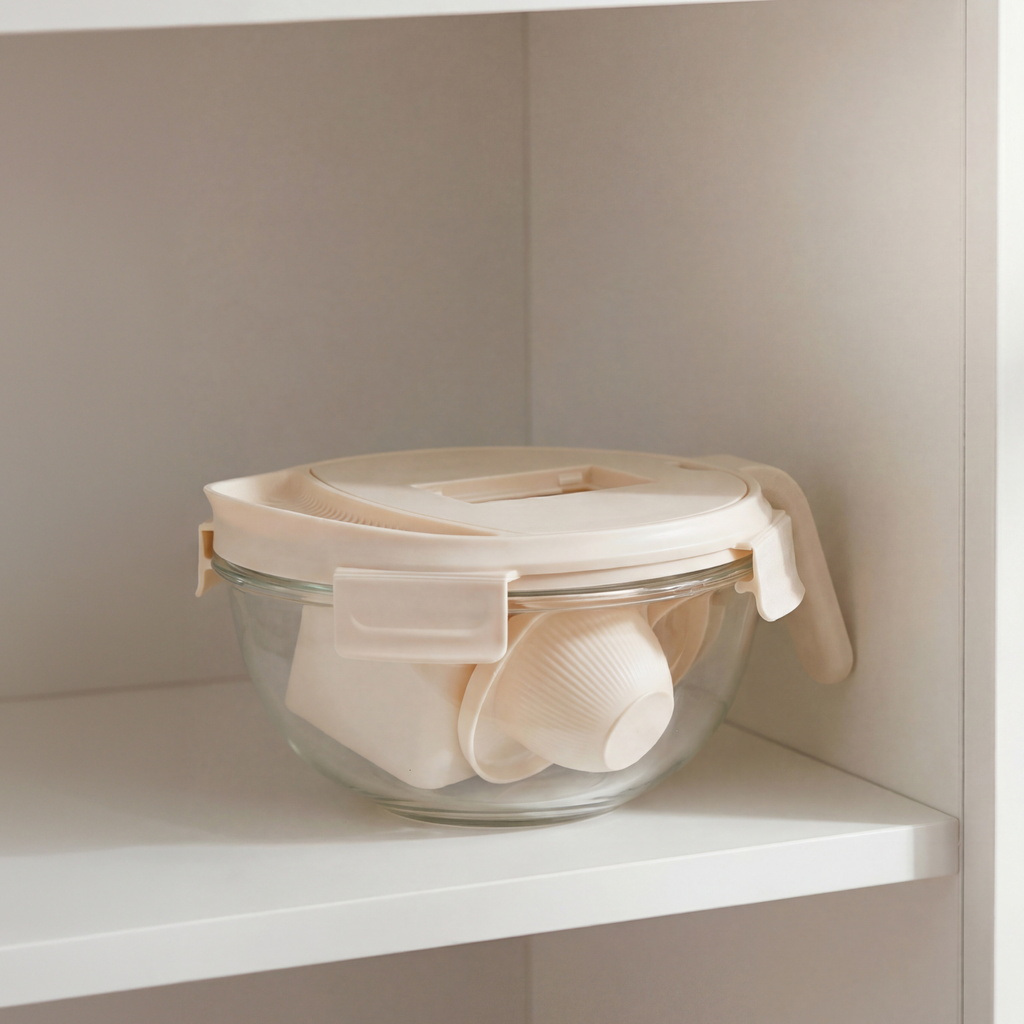 Genicook Glass Salad Bowl and Reversible Slicer Set