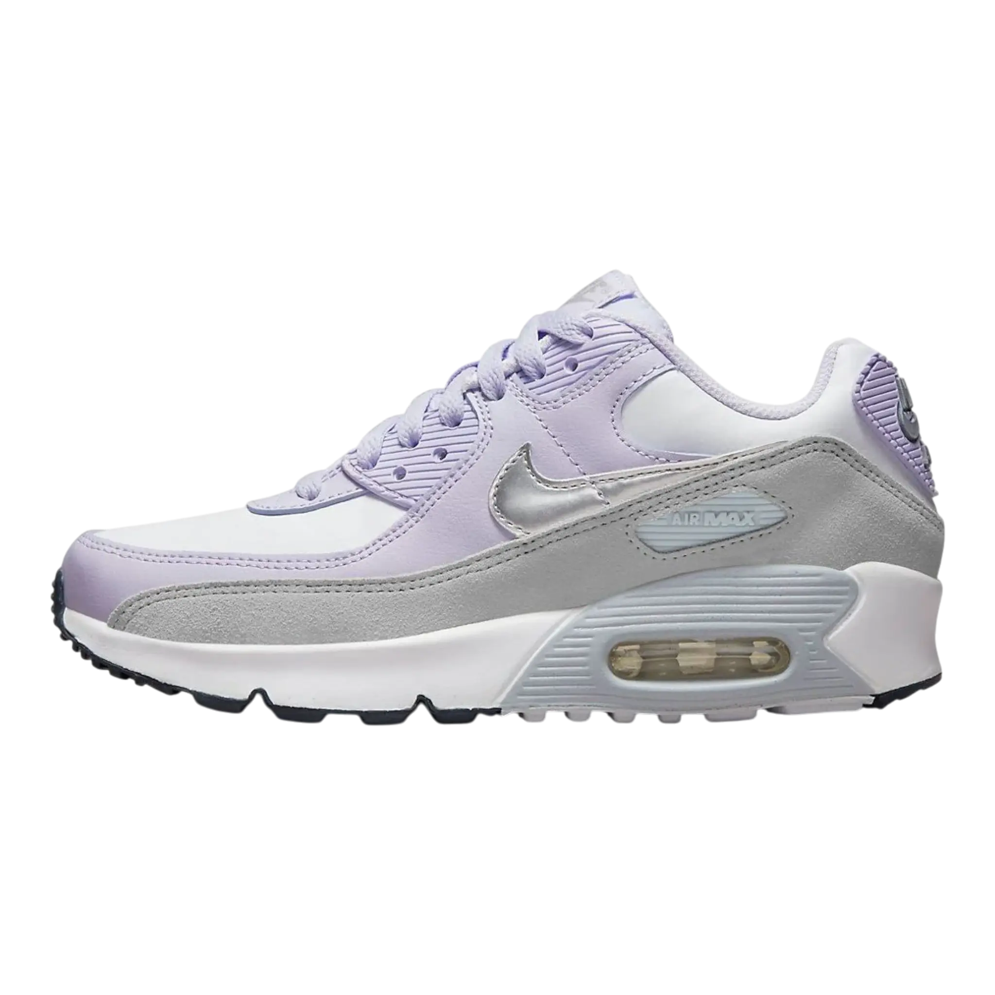 Nike Air Max 90 LTR Kids Shoes White/Violet Frost/Pure Platinum/Metallic Silver