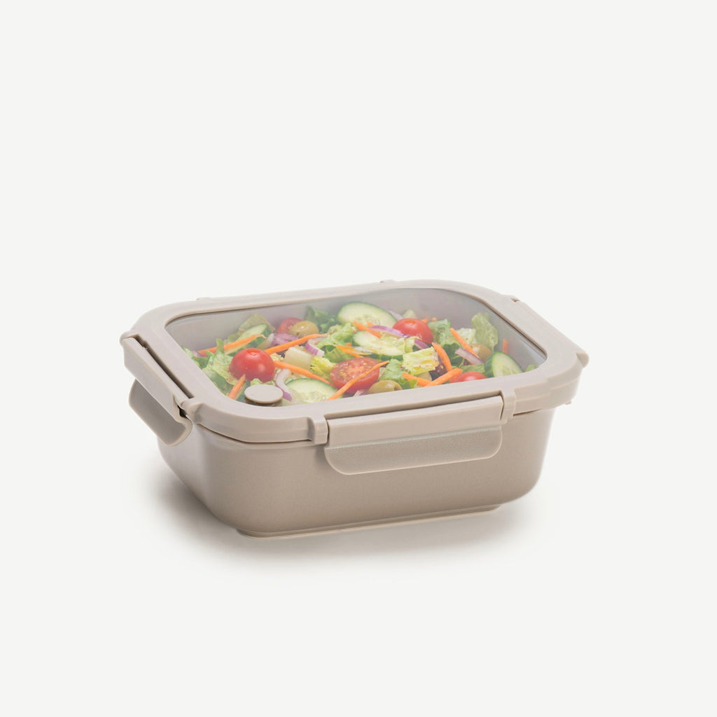 Genicook Stoneware Food Container with Glass Lid, Mineral Gray