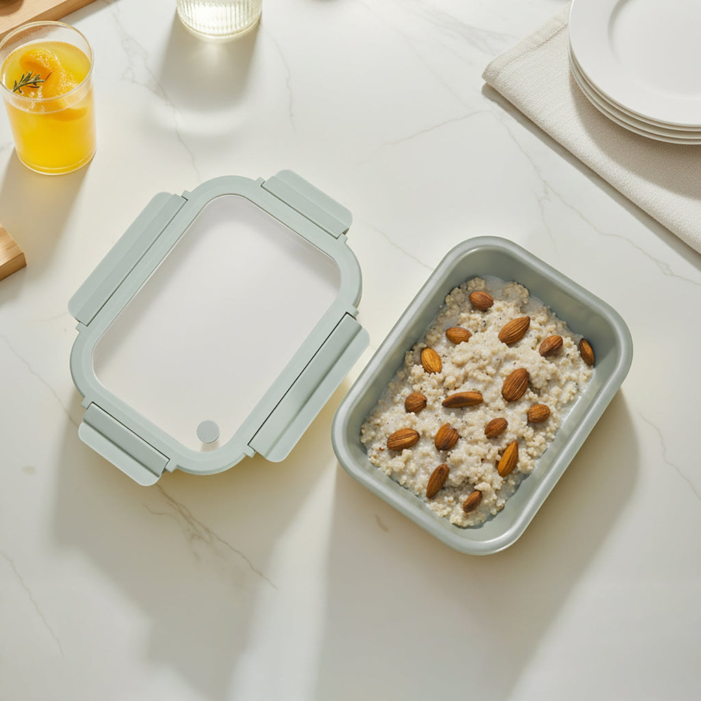Genicook Stoneware Food Container with Glass Lid, Sage Green