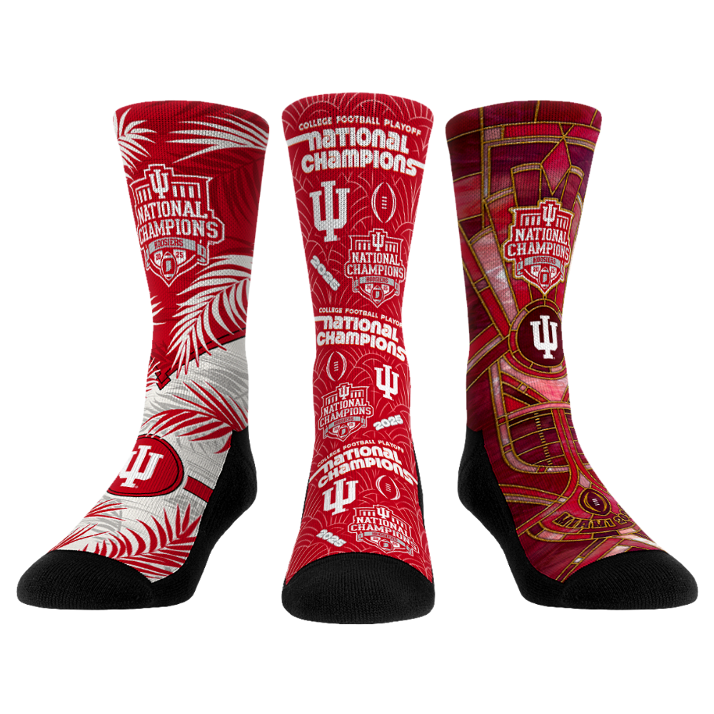 Indiana Hoosiers - CFP 2025-2026 Champs - 3-Pack Crew Socks