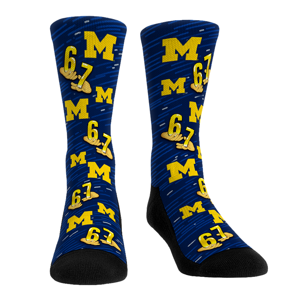 Michigan Wolverines - Six Seven All-Over Crew Socks