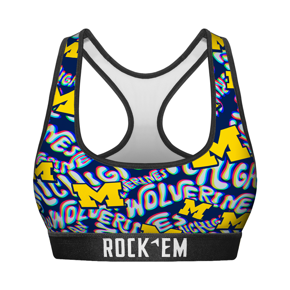 Michigan Wolverines - Twisted Wordmark Women's Sports Bra