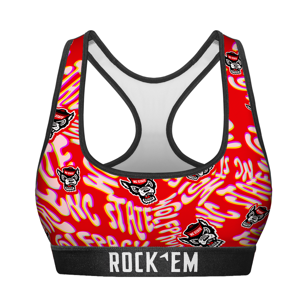 NC State Wolfpack - Twisted Wordmark Women's Sports Bra
