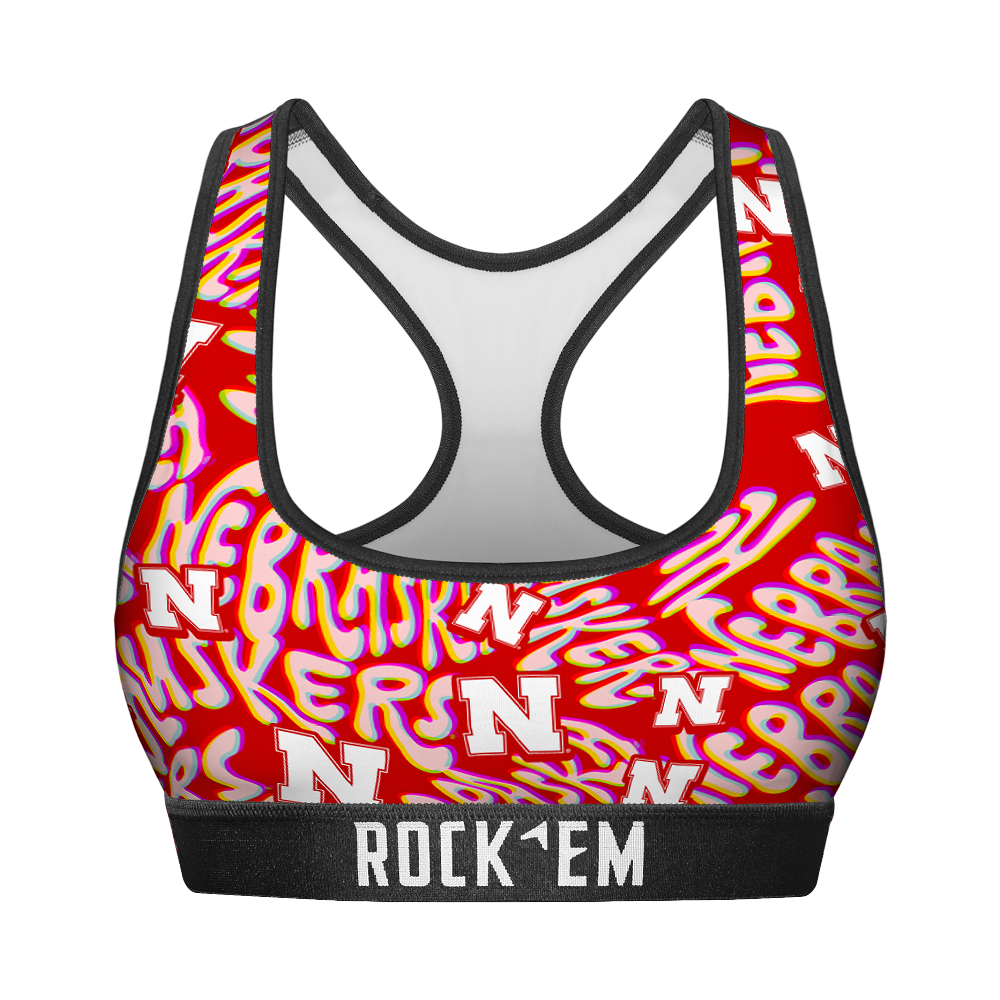 Nebraska Huskers - Twisted Wordmark Women's Sports Bra