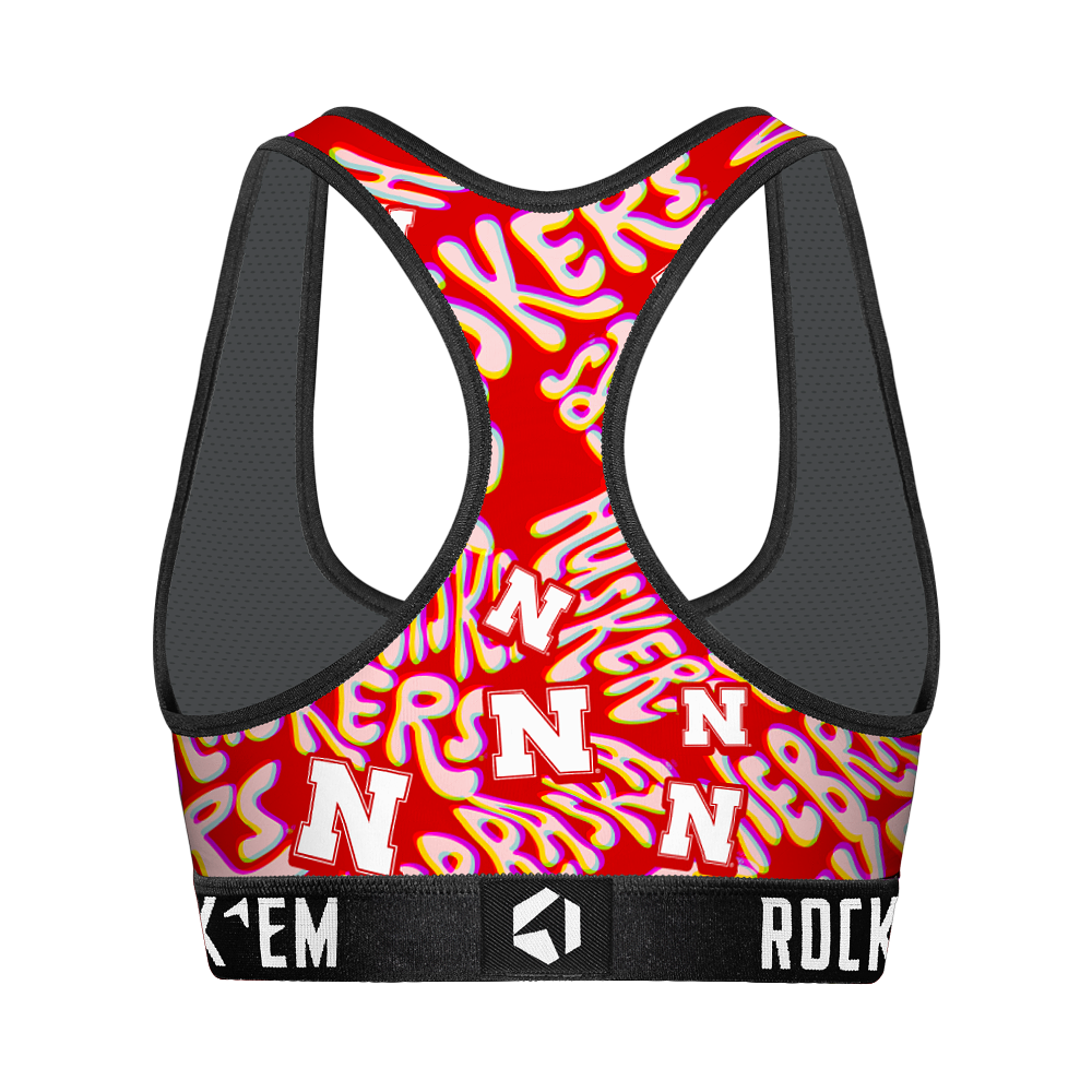 Nebraska Huskers - Twisted Wordmark Women's Sports Bra
