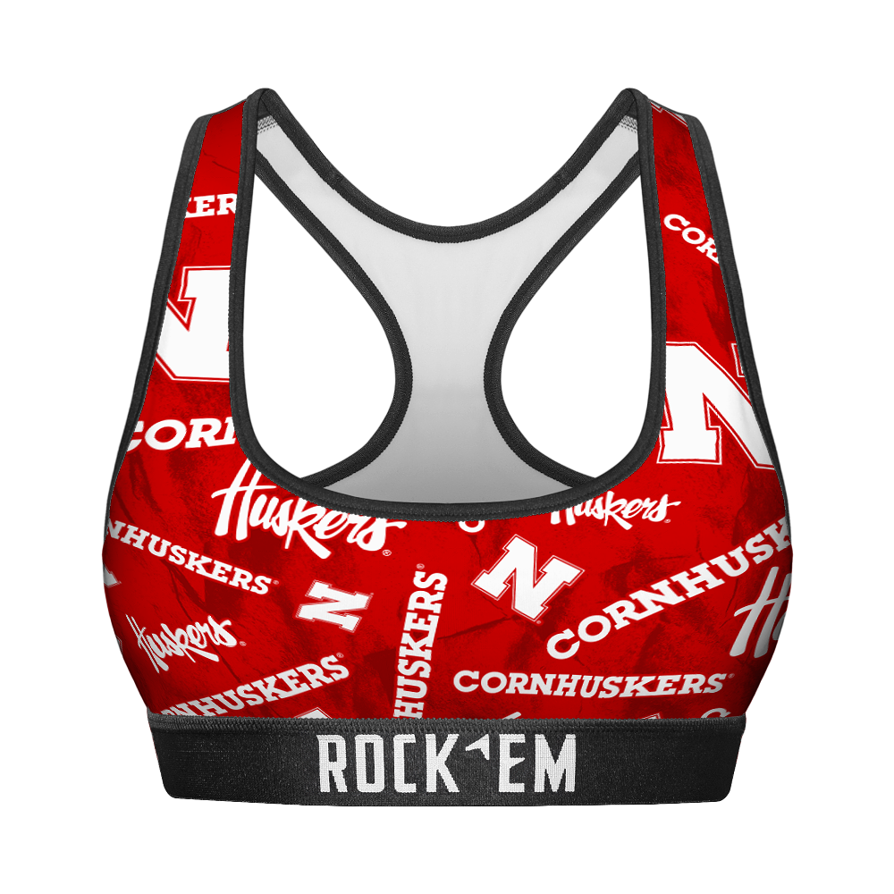 Nebraska Huskers - Logo All-Over Women's Sports Bra