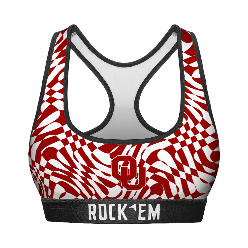 Oklahoma Sooners - Wavy Checkers Women's Sports Bra