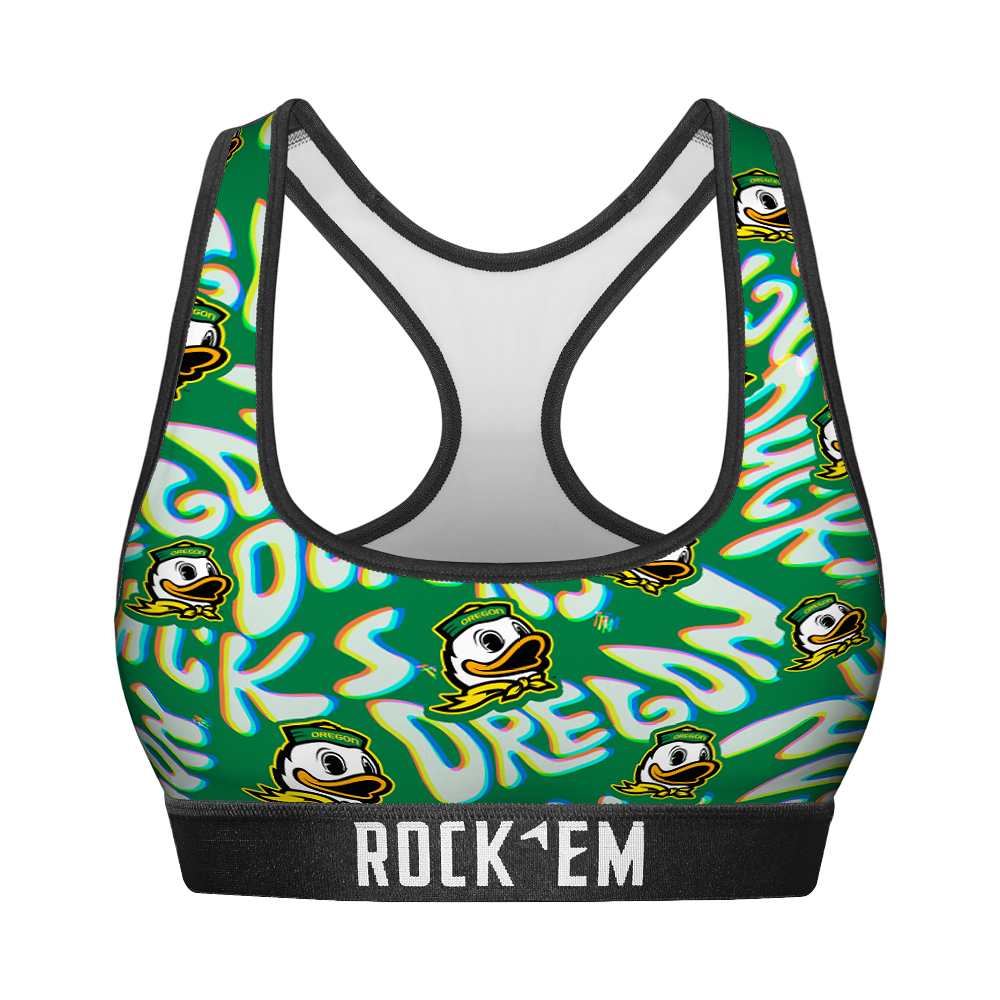 Oregon Ducks - Twisted Wordmark Women's Sports Bra