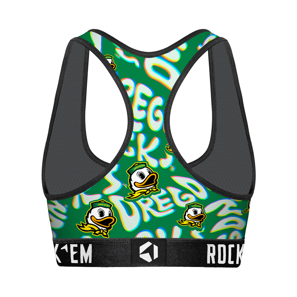 Oregon Ducks - Twisted Wordmark Women's Sports Bra