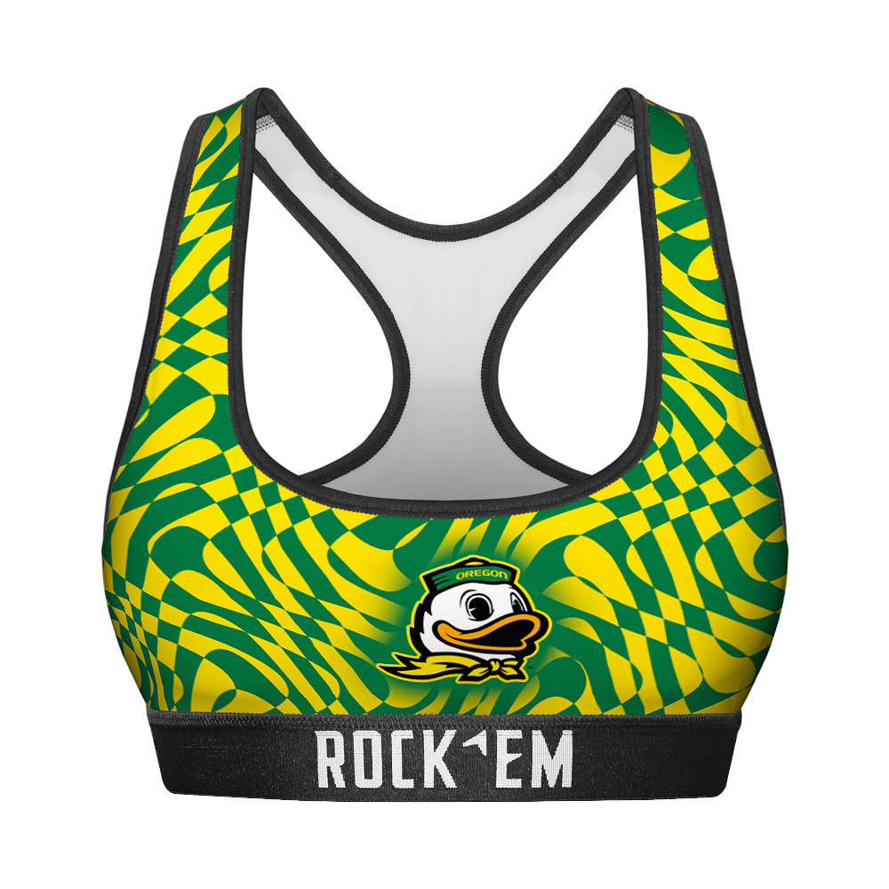 Oregon Ducks - Wavy Checkers Women's Sports Bra