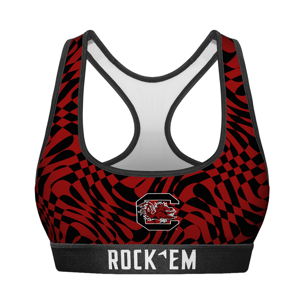 South Carolina Gamecocks - Wavy Checkers Women's Sports Bra