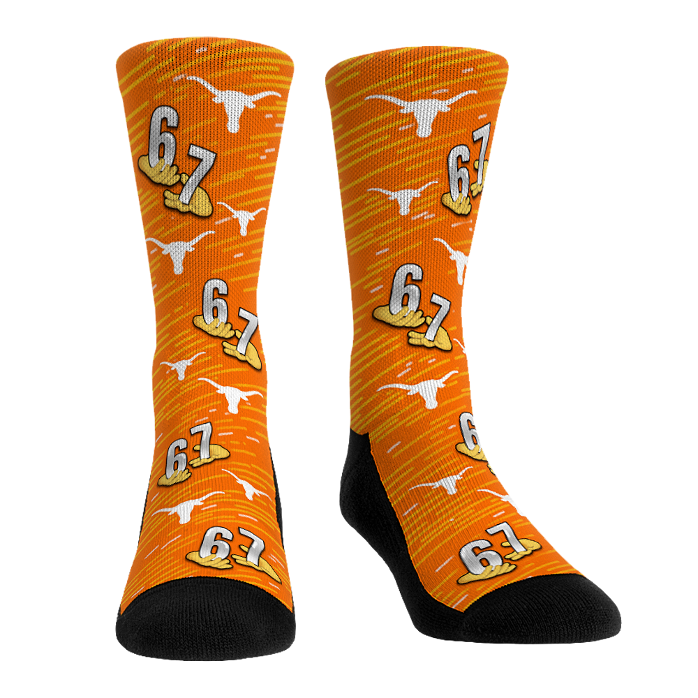Texas Longhorns - Six Seven All-Over Crew Socks