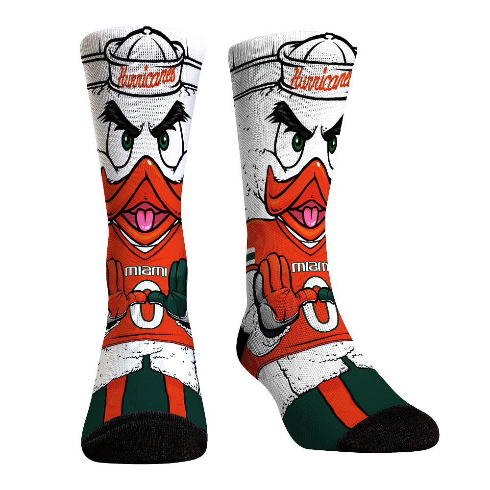 Miami Hurricanes - HyperOptic Mascot Crew Socks