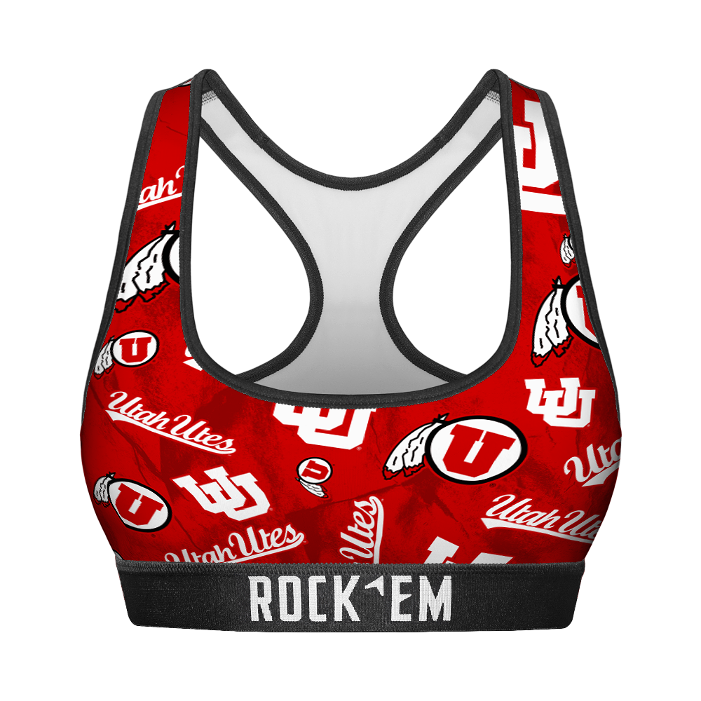 Utah Utes - Logo All-Over Women's Sports Bra