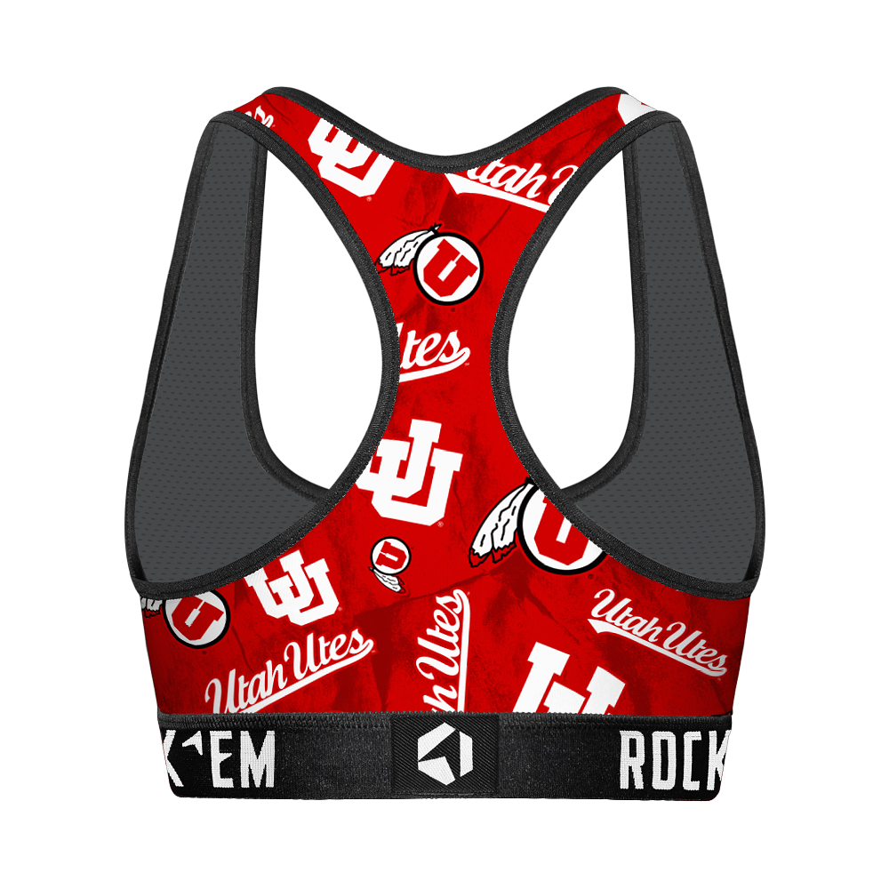 Utah Utes - Logo All-Over Women's Sports Bra