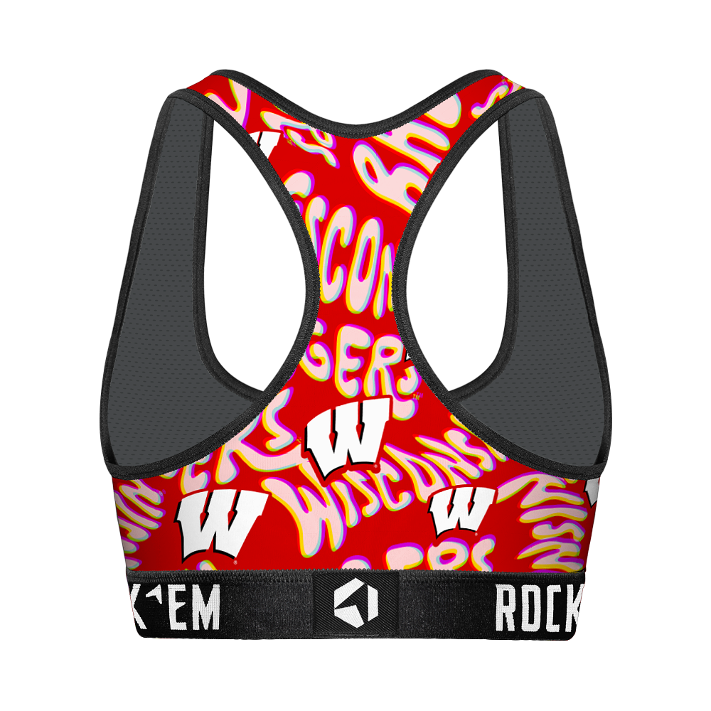 Wisconsin Badgers - Twisted Wordmark Women's Sports Bra