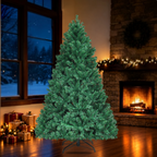 Artificial Christmas tree with included stand in a holiday room