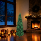 Artificial Christmas tree shown in a holiday room