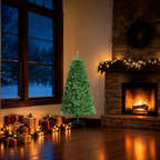 Artificial Christmas tree shown in a holiday room